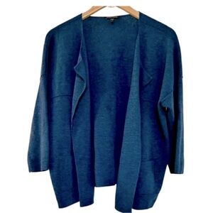 Eileen Fisher Navy Blue Open-Front Cardigan